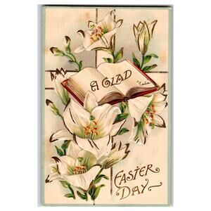 Vintage Embossed Easter Lilies Postcard 1909 St. Louis MO Posted German Made